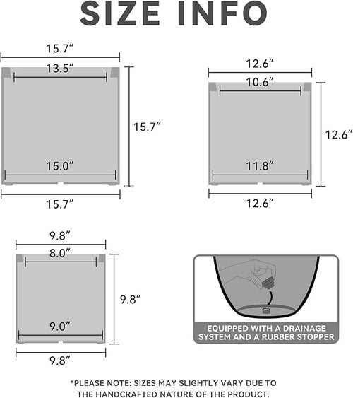 12.6",15.7" Dia Round Concrete Planter Set of 3