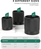 LaDoVita 3 Pack Ceramic Plant Pots 6/5/4 inch, Flowerpot for Indoor Plants with Drainage Holes and Tray, Outdoor Garden Planters, Modern Decorative for Home, Black Vertical Stripes