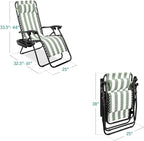 Best Choice Products Set of 2 Adjustable Steel Mesh Zero Gravity Lounge Chair Recliners w/Pillows and Cup Holder Trays - Sage Green Striped