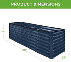Best Choice Products 8x2x2ft Raised Outdoor Metal Garden Bed, Deep Root Box Planter for Vegetables, Flowers, Herbs, 240 Gallon Capacity, 100% Non Toxic Materials - Navy
