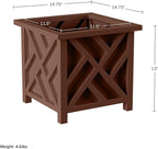 Lattice Design Outdoor Planter Box 2-Pack - 14.75” Square 13” Tall Brown Decorative Plant Pots for Front Porch Decor - Flower Pots Outdoor Planters for Porch Patio or Garden Decor by Pure Garden
