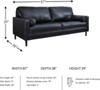 Signature Design by Ashley Bryceview Contemporary Leather Match Tufted Sofa with 2 Bolster Pillows, Black