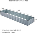 2 Pack 8x2x1FT Galvanized Raised Garden Beds Kit Outdoor Metal Gardening Planter Box for Vegetable Elevated Flower Herbs,Gray