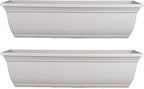 The HC Companies 24 Inch Mojave Window Planter Box with Drainage Holes, Lightweight UV-Resistant Plastic Outdoor Planters, 2-Pack Flower Box for Garden & Home Decor, Cottage Stone