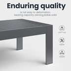 Outdoor Rectangle Patio Aluminum Coffee Tables for Outside, All Weather Patio Slatted Tabletop for Indoor or Outdoor Use