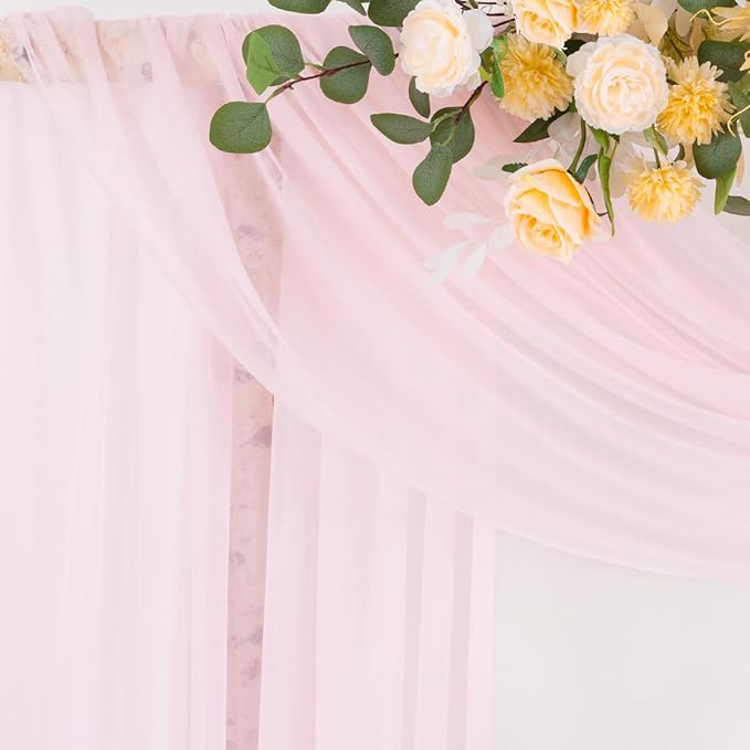 Outdoor Curtain Fabric: Blush Pink Sheer Chiffon, 29 x 236 Inch