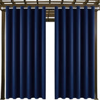 Water Proof Outside Curtains with Grommet Top for Porch, W84 x L95 Thermal Insulated Washable Light Block Outdoor Divider Drapes for Patio Gazebo Deck Pool Area Pergola Cabana (Navy)