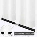 Easy-Going Outdoor Patio Curtains Detachable Tab Top Windproof Weatherproof Curtain for Cabana, Porch, Pergola and Gazebo, Tab Bottom Drape, 2 Panels, 54W x 96L inch, White
