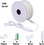 AC 110V COB LED Strip Lights Outdoor Waterproof 65.6ft, 2700K Warm White Super Bright 200W CRI 90+ LED Rope Light, IP65 Flexible Cuttable, for Bedroom Garden Commercial House