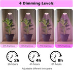 2 Pack 11 Inch Plant Pots with LED Grow Lights,Grey Indoor Flower Pots with Full Spectrum Dimmable Grow Lights,Drainage Holes & Plug,Soil Moisture Meter Included