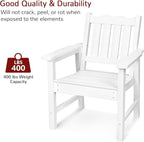 Stoog 3-Piece All-Weather Outdoor Bench & Chairs Set, Include 2 Garden Chairs and 1 Garden Bench, for Porch, Backyard, Lawn, Pool and Deck, White