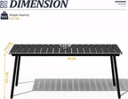 70" Patio Outdoor Dining Table for 6, Weather-Resistant Aluminum Frame with Wood-Grain Top & Umbrella Hole for Deck Gatherings, Black