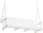 VEVOR Wooden Porch Swing 5.5FT with 2 Side Cup Holders, Heavy Duty 880lbs Patio Swing, Outdoor Swing Hanging Chair, Bench Swing with Adjustable Chains for Front Porch, Yard, Balcony, Garden, White