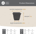 The HC Companies Eclipse Square Plastic Planter w/Attached Saucer - Outdoor & Indoor Plant Pot with Drainage Holes - Lightweight, UV-Resistant Plastic Pots for Plants (8" Rose, Pack of 1)