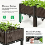 CloudDream 3Piece Brown Raised Garden Box Set, Ideal for Growing Vegetables, Herbs, Flowers & Succulents. with Built-in Drain outlets and,it Works Well Indoors and Outdoors, Suitable (Brown)