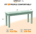 VINGLI Outdoor Wooden Bench, 40” Porch Bench Outdoor Backless Garden Bench, Small Outdoor Bench for Deck Patio Entryway (Mint Green, 40in)
