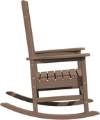 KINGYES HDPE Rocking Chairs Outdoor, Patio Rocking Chairs with 330lbs Support, Smooth Porch Rocker for Deck Lawn Yard, Brown