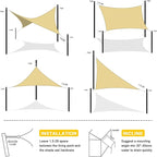 Artpuch Waterproof Sun Shade Sail, 12'x12' Sand Rectangular, UV Resistant Rain Canopy, Curved Edges Shade Cloth for Outdoor Patio, Deck, Yard (Customizable)