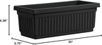 HC Companies 30 Inch Long Fluted Plastic Venetian Garden Window Container Planter Box for Succulents, Indoor or Outdoor Flowers (2 Pack), Black