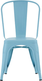 Nazhura Metal Dining Chair Farmhouse Tolix Style for Kitchen Dining Room Café Restaurant Bistro Patio, 18 Inch, Stackable, Waterproof Indoor/Outdoor (Sets of 4) (Blue)