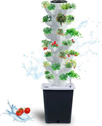 Hydroponics Tower Indoor Growing System Vertical Garden Planter Indoor Smart Garden Kit with Pump and Movable Water Tank Vegetable Plant Gift for Gardening Lover (35-Plants)