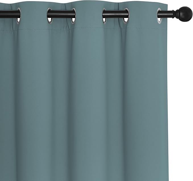 NICETOWN Blackout Curtains for Sliding Glass Door Room Divider Noise Reduce Curtain Panel Portable Window Screen Sliding Partition, W100 x L102 inches, 1 Panel, Greyish Blue