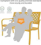 Grand patio 50" Outdoor Bench, Garden Benches with Anti-Rust Metal Powder Coated Frame, Patio Bench for Front Porch Park Outside Furniture Decor, Sunflower Yellow