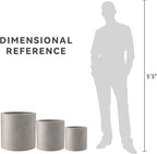Kante 9.8",12.6",15.7" Dia Round Concrete Planter Set of 3, Modern Style Large Cylindrical Plant Pot with Drainage Hole and Rubber Plug for Indoor Outdoor Patio, Weathered Concrete