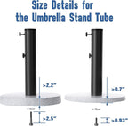 QZER Umbrella Pole Mount Stand Tube, Universal Umbrella Stainless Steel Tube Base Replacement Parts,Heavy Duty Umbrella Base Stake Holder,Umbrella Base Holder Tube Bracket for Garden Backyard Balcony