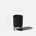 Veradek Demi Series Round Planter w/Stand for Porch/Patio | Durable Plastic-Stone Composite & Wooden Stand | Modern Décor for Tall Plants, Flowers