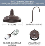 Wall Light, Dark Bronze Farmhouse Barn Fixture with 16-Inch Dome