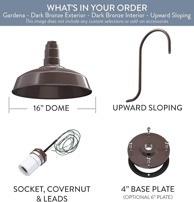 Wall Light, Dark Bronze Farmhouse Barn Fixture with 16-Inch Dome