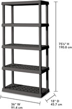 Sterilite 2-Pack 5 Shelf Unit, Heavy-Duty Shelving Storage Rack for Home and Garage, Gray - Multipurpose Plastic Organizer Shelves for Smart Organization