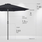 Tempera Patio Market Outdoor Table Umbrella with Auto Tilt and Crank, Large Sun Umbrella with Sturdy Pole & Fade Resistant Canopy, Easy to Set