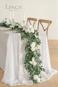 Artificial Floral Garland, 6 Ft Ivory Eucalyptus and Rose Decor
