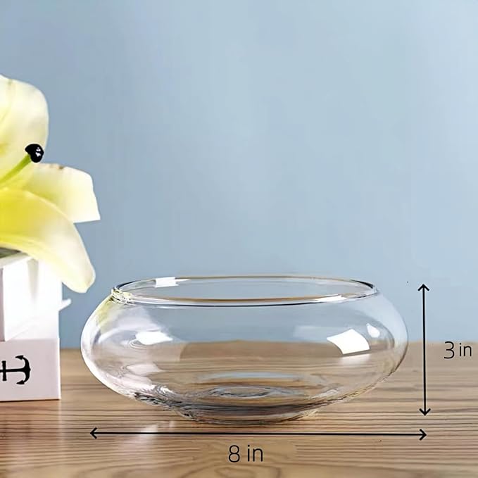 Glass Lotus Bowl Planter, 8 in Lotus Flower Bowl, Lotus Bowls for Planting in Water Indoors,Suitable for Succulent Plants and Aquatic Plant Bonsai Arrangements (M)