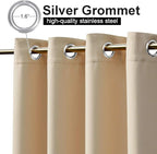 NICETOWN Outdoor Curtain for Patio Waterproof, Sunlight Block Rustproof Grommet Top and Bottom Windbreak, Thick Enough Protect You from Sun/Rain for Deck, Biscotti Beige, 52 Wide x 108 Long, 1 Piece