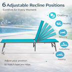 Kozyard Outdoor Foldable Lounge Chair, Aluminum Frame Patio Lounger with 5-Position Adjustable Backrest, Breathable Textilene Fabric, Assemble-Free, Reclining Full-Flat Poolside(Aqua)