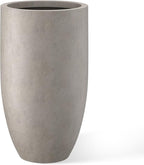 Kante 24 Inch Tall Round Concrete Planter, Large Indoor Outdoor Plant Pots with Drainage Hole and Rubber Plug, Modern Decorative Garden Pots for Home Patio Porch, Weathered Concrete