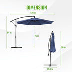 Backyard Expressions 10FT Cantilever Patio Umbrella – Outdoor Offset Hanging Umbrella with Smooth Crank, Tilt Adjustment & UV Protection – Heavy-Duty Steel Frame (Base Not Included)