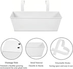 3 Pcs Large Hanging Flower Pots for Railing Or Fence 16 Inch Railing Planter Box for Any Balcony, Porch or Deck Countryside Style Window Planter Boxes Are Perfect to Herbs & Flowers for Garden (White)
