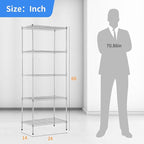 BestOffice | 5-Tier Wire Storage Shelves | 14x24x60 | Chrome | Heavy-Duty Metal Shelf, Holds Upto 750 lbs | No-Tool Assembly | Ideal for Home & Garage Shelving