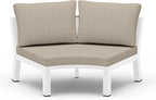 Outdoor Patio Sectional Modular Sofa, Aluminum 1 Piece Curved Patio Couch with Washable Cushions, All Weather PE Rope Sofa for Backyard,Porch, Deck, Poolsid, White
