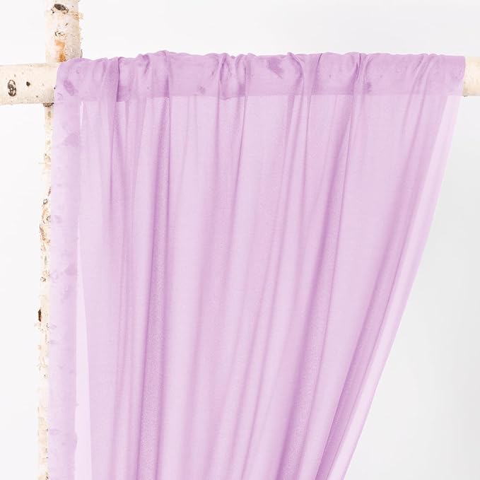 Lilac Sheer Gauze Arch Drape Curtains, 2 Panels, 29 x 240 Inches