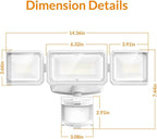 LEPOWER Battery Powered LED Flood Light Outdoor,1500LM Motion Sensor Security Lights, IP65 Waterproof,Wireless Flood Light Battery Operated,3 Head Motion Detector Light for Garage,Yard,Porch(White)