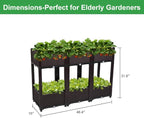 VINGLI Square Raised Garden Bed, Self-Watering Plastic Planter for Indoor Outdoor Vegetables, Fruits, Potato, Flowers, All Weather (6 Pcs)