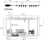 PURPLE LEAF 10' x 13' Aluminum Outdoor Pergola Retractable Pergola with Double Sun Shade Canopy White Modern Grape Trellis Metal Pergola with Light for Patios Garden Deck Backyard, White
