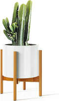MUDEELA Plant Stand for Indoor Plants: Adjustable Width Fits 8-12 Inch Pots - Mid-century Modern Bamboo Plant Stand - 14.5 Inch Single Tier Small Floor Plant Holder, Pale Brown, 1 Pack (Without Pot)