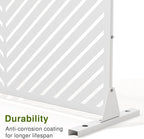 Casaphoria 72" H x 47" W Arched Metal Privacy Screen - Elegant Freestanding Outdoor Screen for Deck, Patio & Balcony - Versatile Decorative Privacy Panels for Home & Garden Use (White-Louvered)