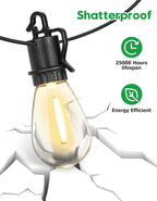 100FT Outdoor String Lights with 35 Shatterproof Patio Deals S14 Vintage Edison Bulbs E12 Sockets,2700K Dimmable Outdoor Lights,IP55 Waterproof LED String Lights for Outside, Patio Lights